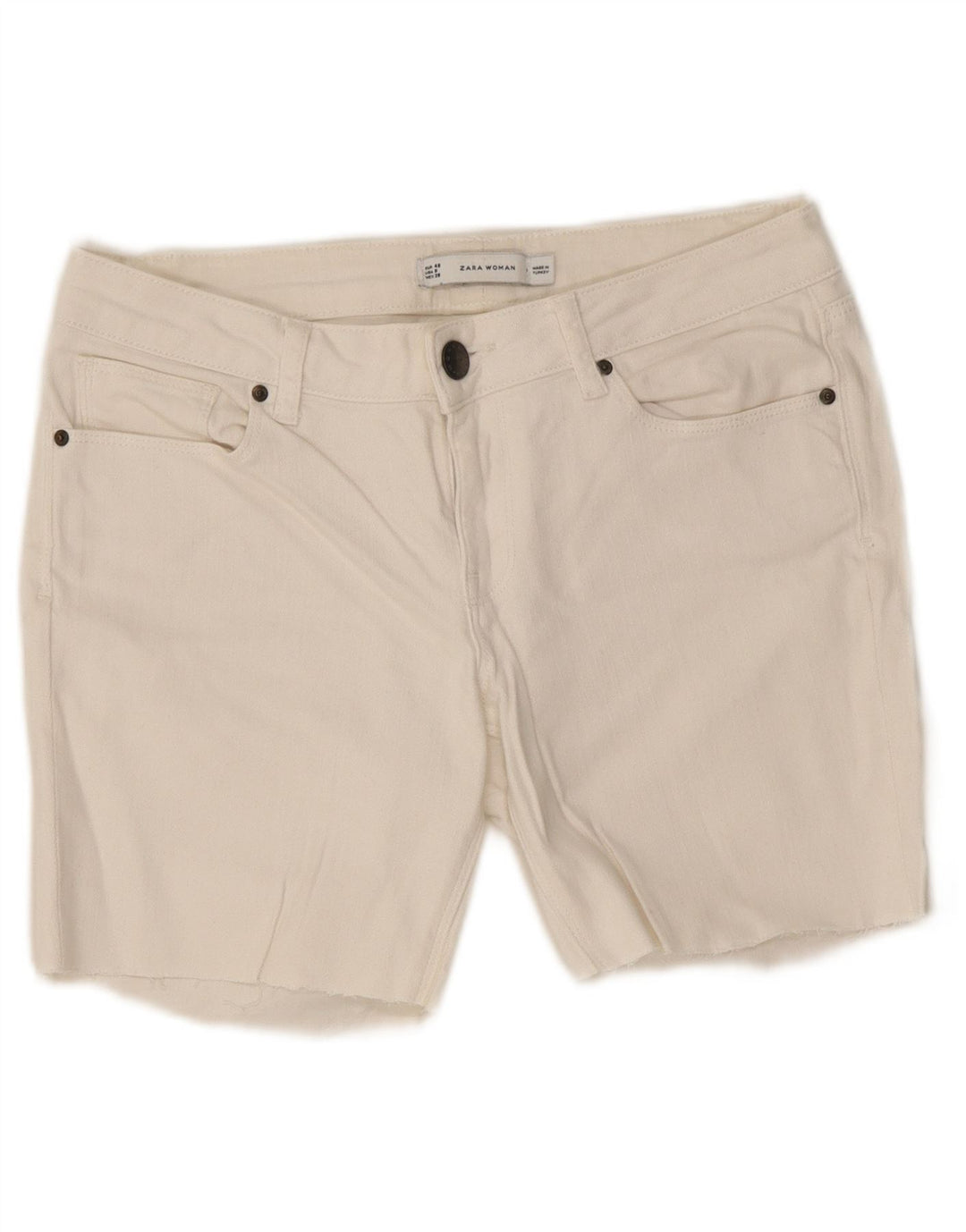 Zara Womens Graphic Denim Shorts EU 40 Medium W30  White