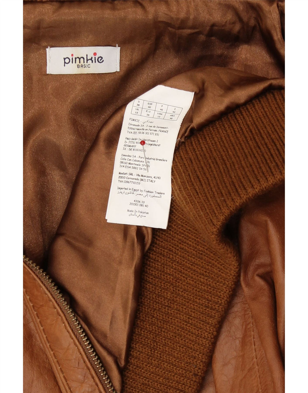 Pimkie Womens Bomber Læderjakke UK 12 Medium Brown