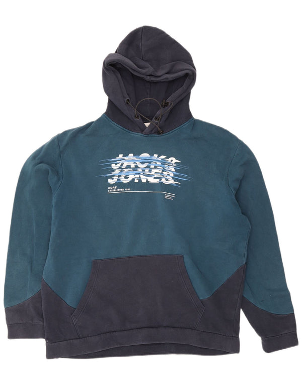 Jack & Jones Ανδρικά γραφικά κουκούλα άλτης 2XL Navy Blue Colorblock Βαμβακερό