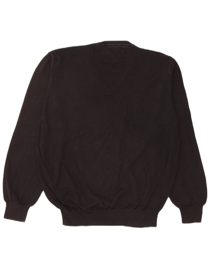 TOMMY HILFIGER Suéter masculino com decote em V XL preto algodão