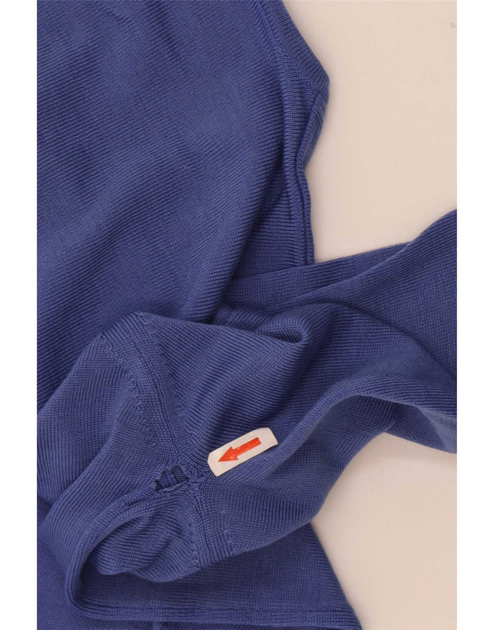 Marks & Spencer Womens V-Neck Jumper Sweater UK 12 Medium Blue Merino Wool
