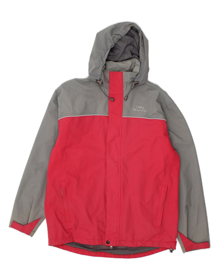 WEIRD FISH Mens Graphic Hooded Rain Jacket UK 38 Medium Grey Colourblock Vintage Weird Fish and Second-Hand Weird Fish from Messina Hembry 