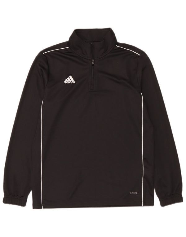 Adidas Boys Climalite Zip Neck Top Long Sleeve 11-12 Years Black Polyester