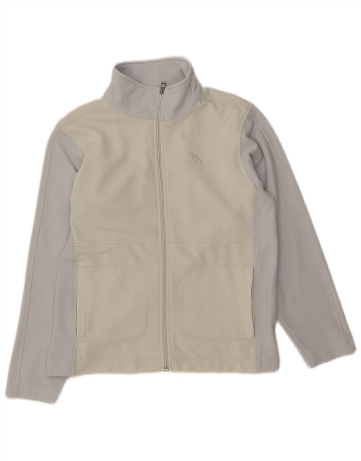 KAPPA Womens Tracksuit Top Jacket UK 14 Medium Off White Colourblock