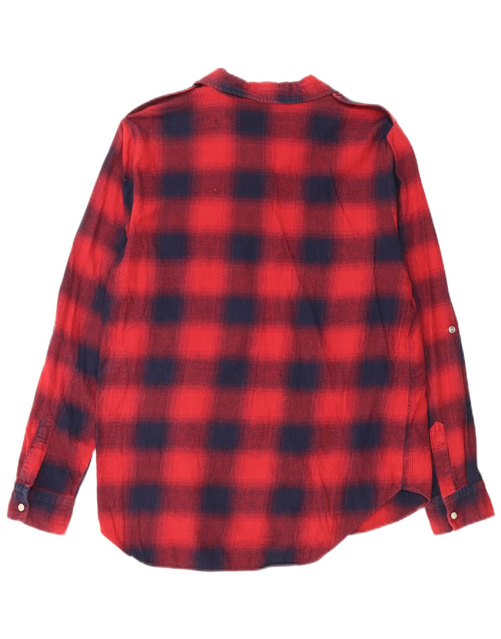 Zara Womens Military Flannel Shirt UK 12 Medium Red Check