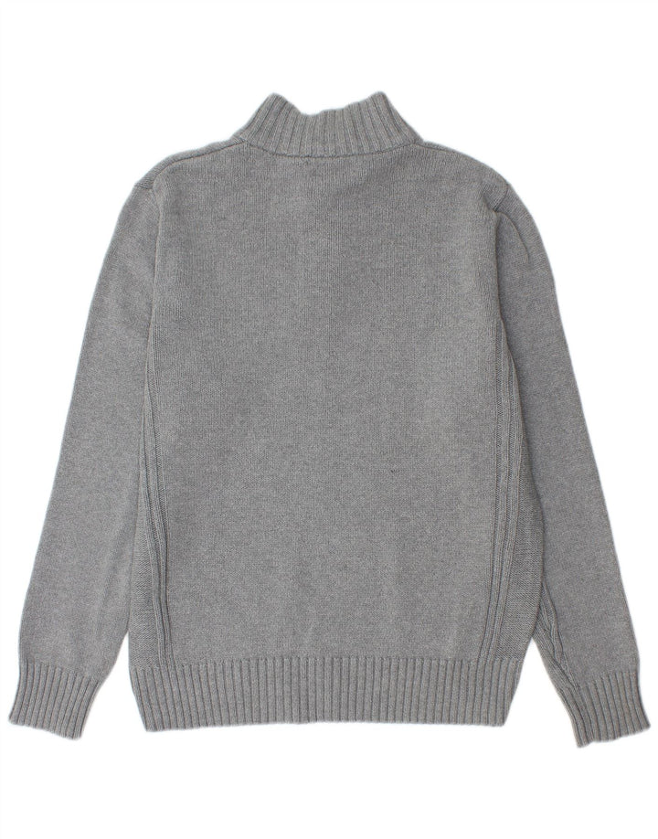 Marks & Spencer Pull Bleu Harbor Button Neck Jumper Homme Gris Moyen
