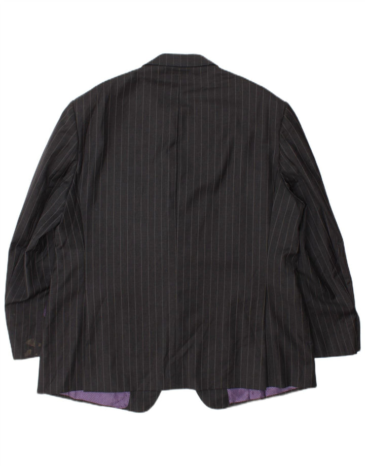 Marks & Spencer Mens 2 Button Blazer Jacket UK 44 XL Grey Pinstripe Wool