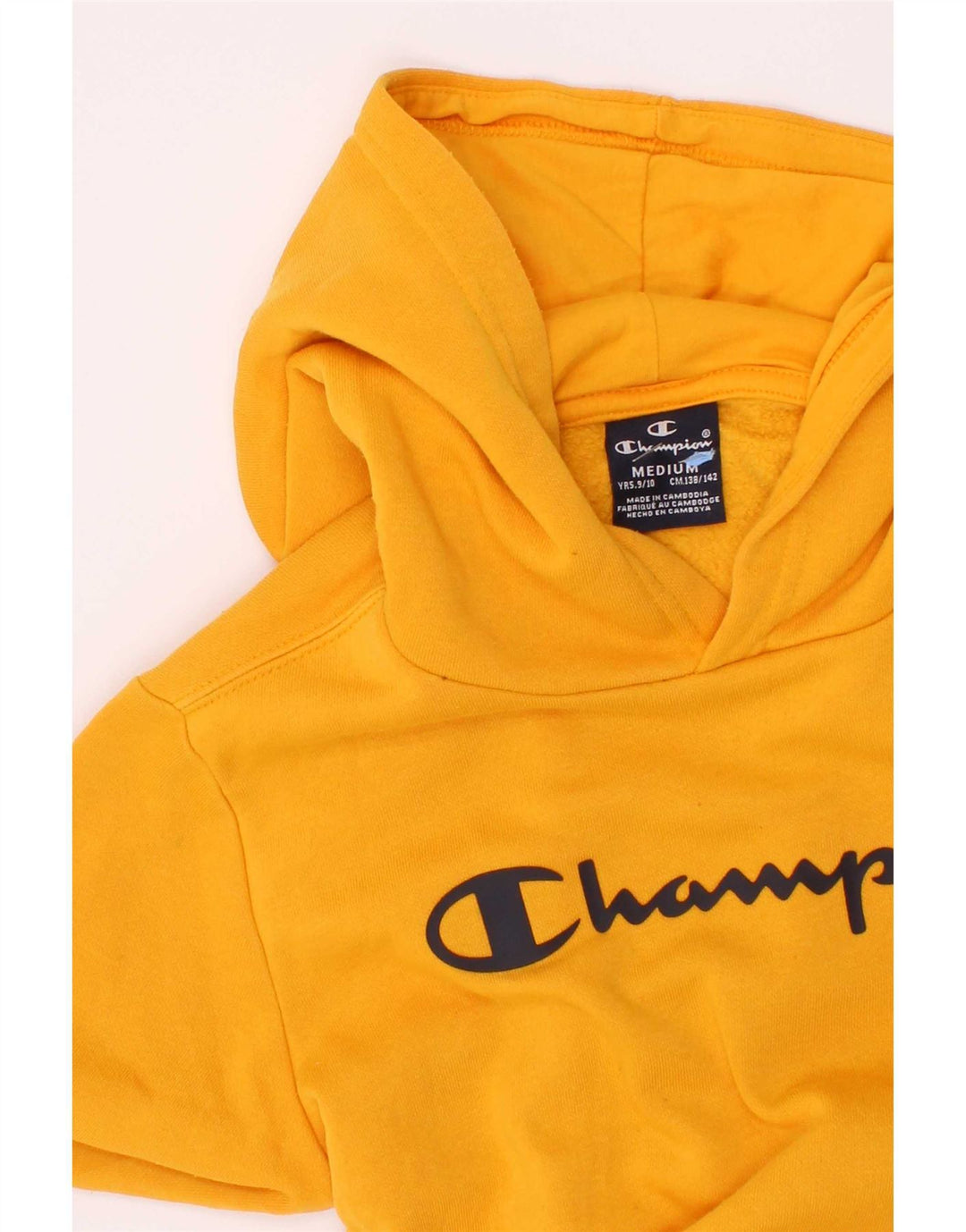 Champion Boys Graphic Hoodie Jumper 9-10 Years Medium Yellow