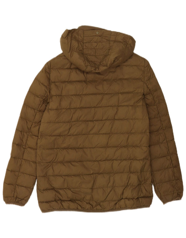 Zara Womens Hooded Padded Jacket UK 10 Small Khaki Polyester