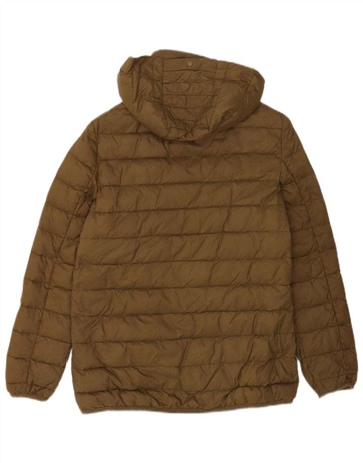 Zara Womens Hooded Padded Jacket UK 10 Small Khaki Polyester