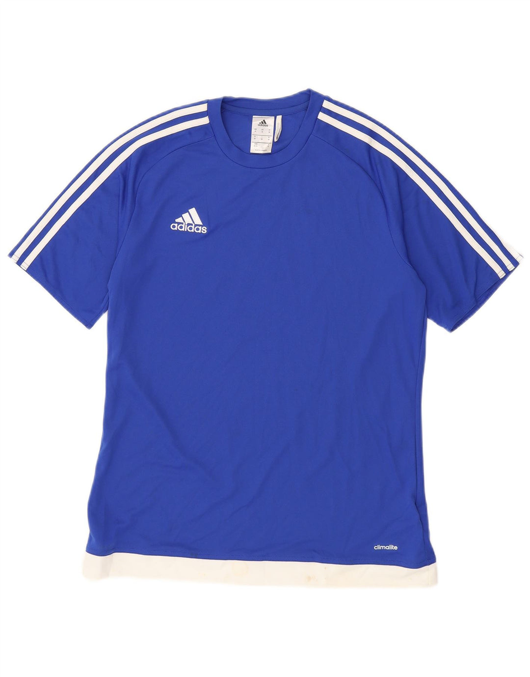 ADIDAS Mens Climalite T-Shirt Top Medium Blue Colourblock Polyester