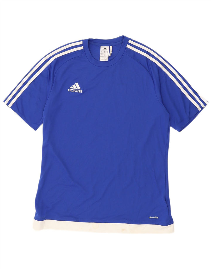 ADIDAS Mens Climalite T-Shirt Top Medium Blue Colourblock Polyester
