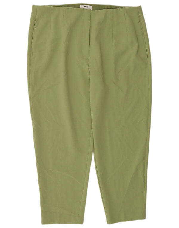 Marks & Spencer Pantaloni tăiați cu talie înaltă pentru femei UK 20 2XL W38 L26 Verde