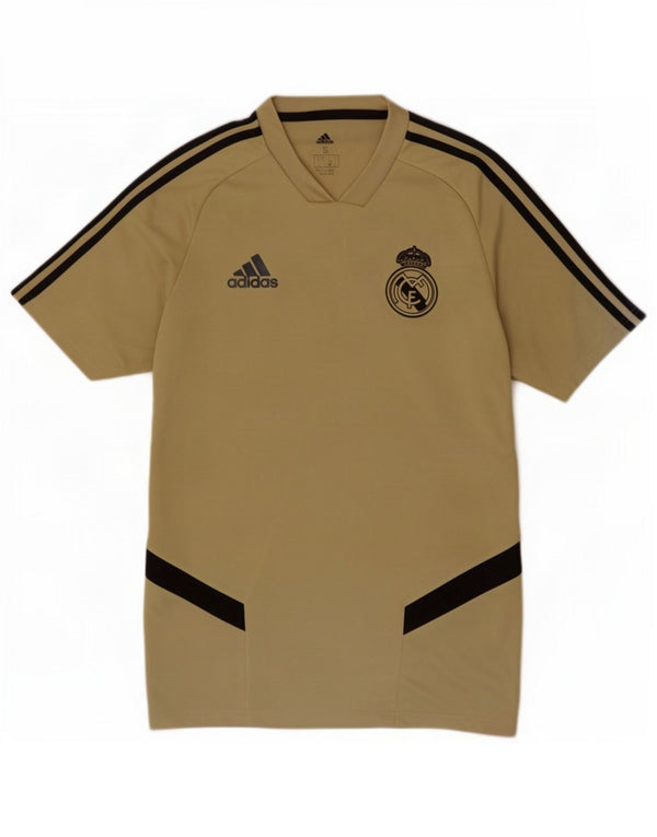 Adidas Mens Real Madrid Camiseta Top Pequeno Khaki Colourblock