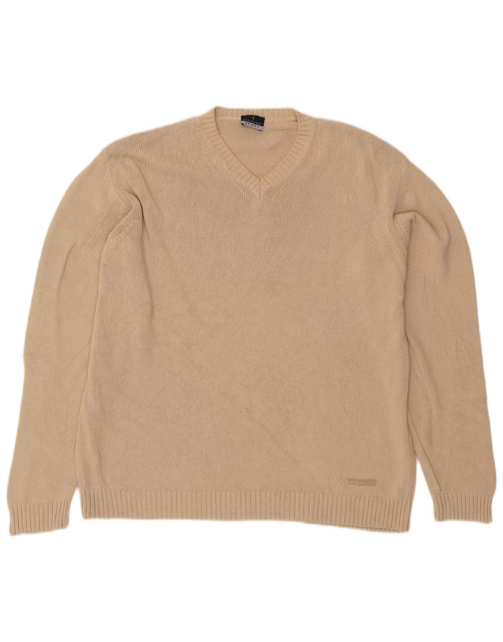Trussardi Herre V-hals sweater Stor Beige Bomuld