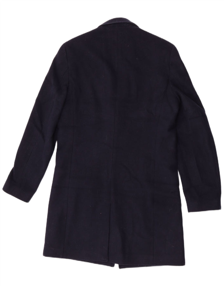 Jigsaw Mens Overcoat UK 38 Medium Navy Blue Wool