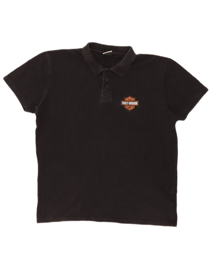 Harley Davidson Mens Polo Shirt Large Black Cotton