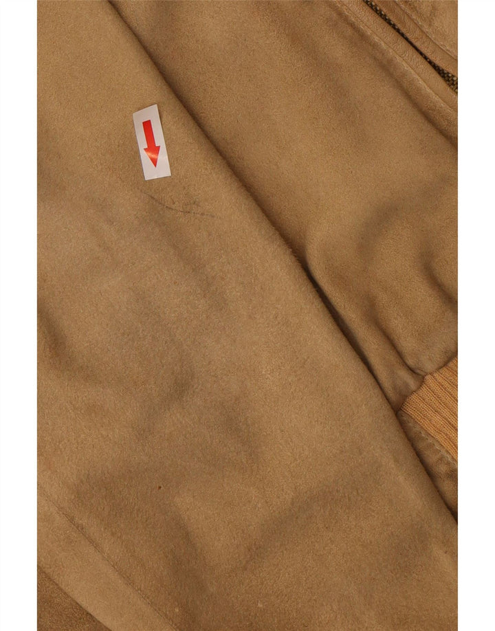Vintage Mens Suede Bomber Jacket IT 52 XL Brown Cotton