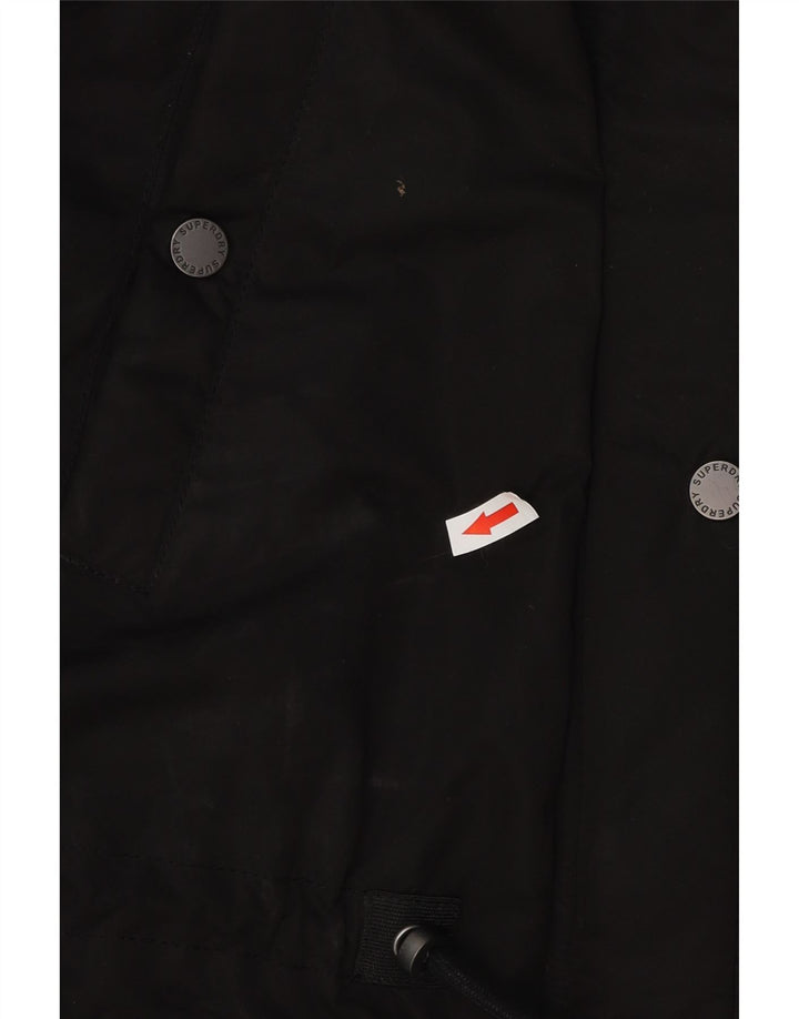 Superdry Womens Oversized Hooded Parka Jacket UK 16 Large Black Polyester