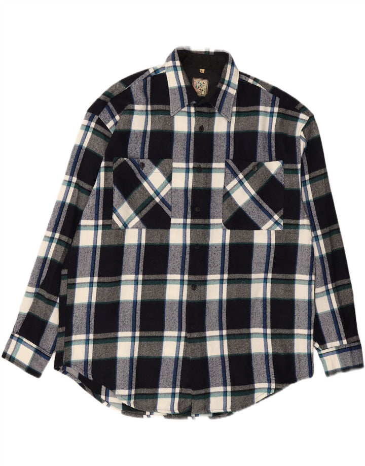 C&A Mens Flannel Shirt Large Navy Blue Check Acrylic Vintage C&A and Second-Hand C&A from Messina Hembry 