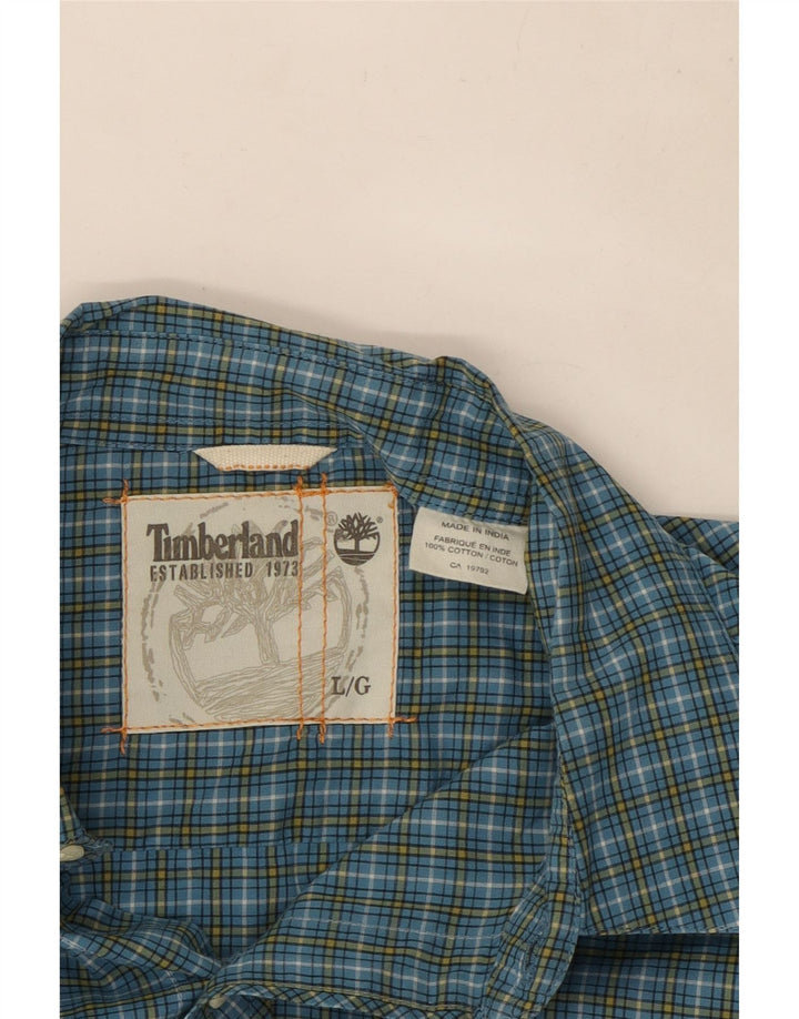 Camicia da uomo Timberland in cotone a quadri grandi blu