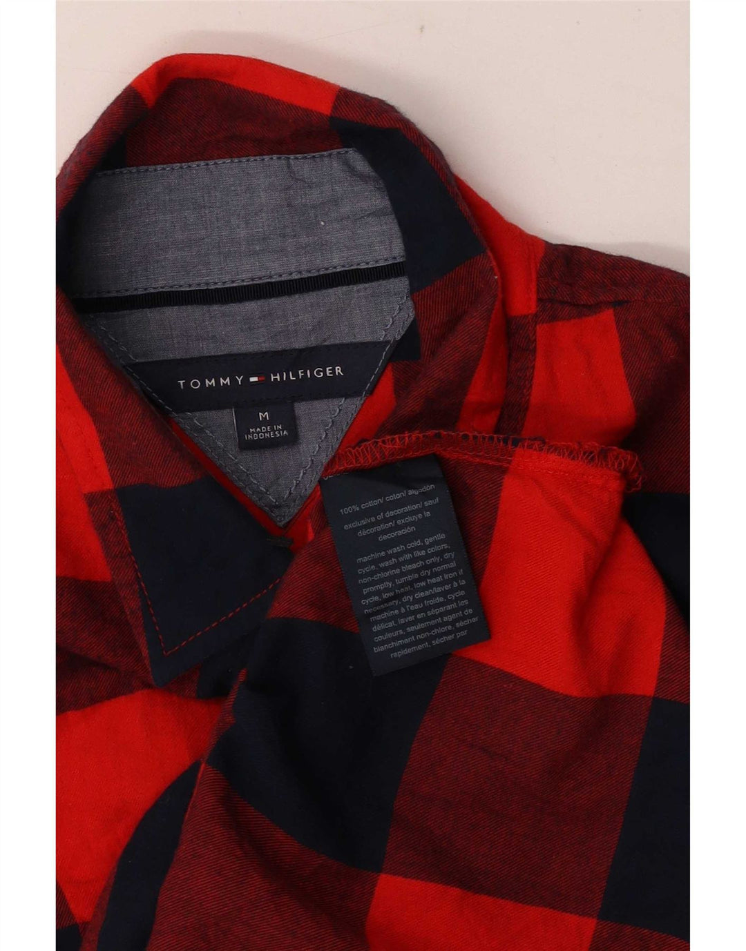 Tommy Hilfiger Womens Pullover Flannel Shirt UK 14 Medium Red Gingham