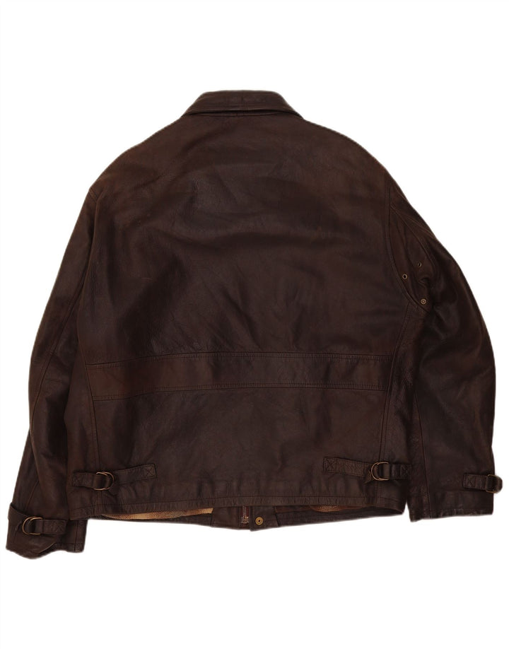 Jaqueta de couro masculina vintage UK 42 XL marrom