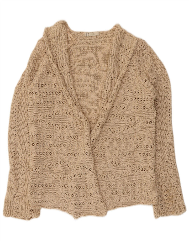 Marks & Spencer Womens Open Cardigan Sweater UK 12 Medium Beige Acrylic