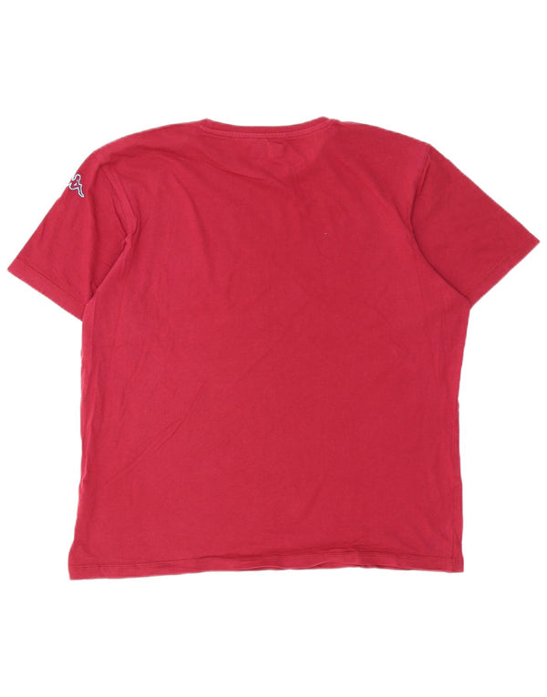 Kappa Damen Grafik-T-Shirt-Oberteil XL Burgunderrot aus Baumwolle