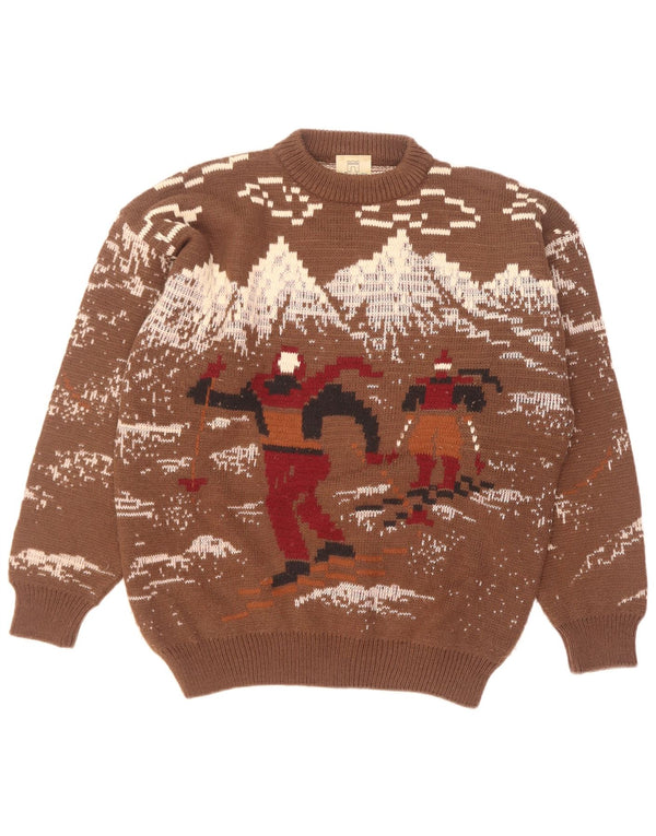 4 Castella Mens Graphic Crew Neck pulóver IT 52 nagy barna gyapjú