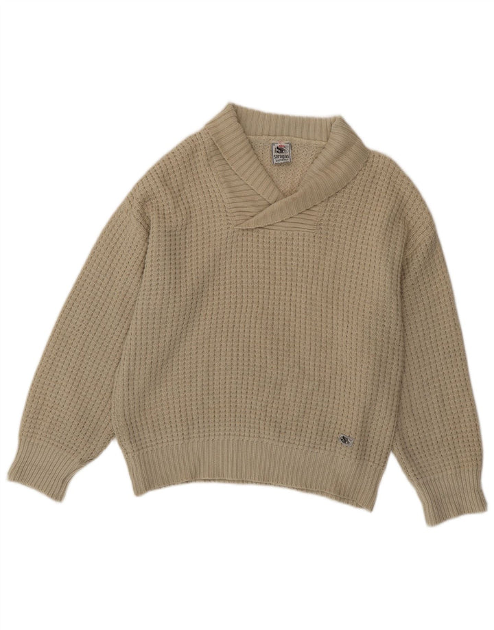 Sorogas Herren-Pullover mit Schalkragen, IT 50, Größe L, Beige