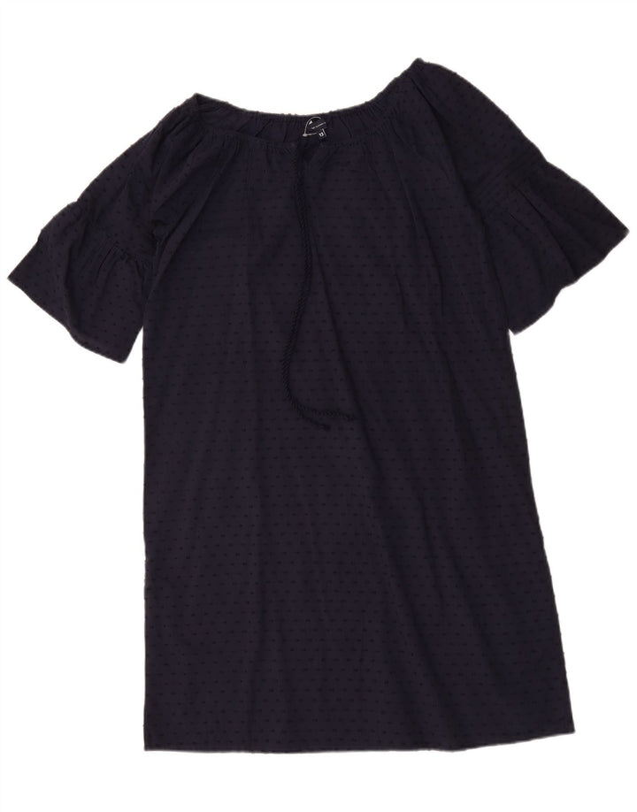 Crew Clothing Womens Shift Dress UK 12 Medium Navy Blue Spotted
