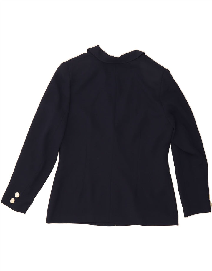 VINTAGE Womens 2 Button Blazer Jacket EU 42 Large Navy Blue Polyester Vintage Vintage and Second-Hand Vintage from Messina Hembry 