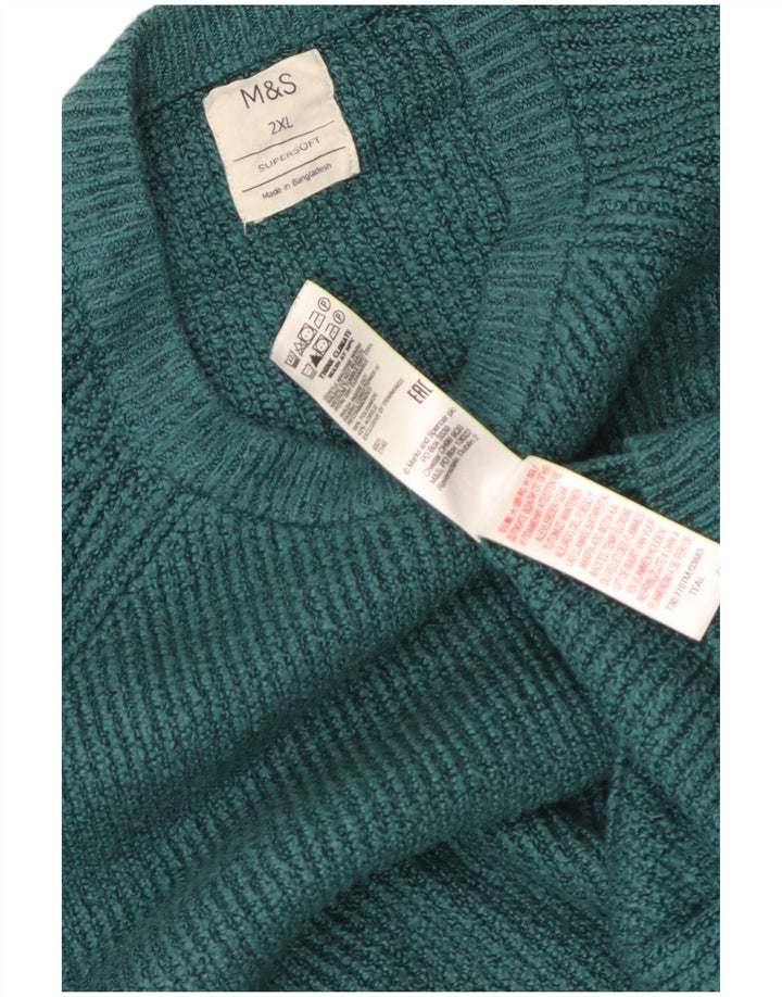 Marks & Spencer Herre sweater med rund hals 2XL Grøn polyamid