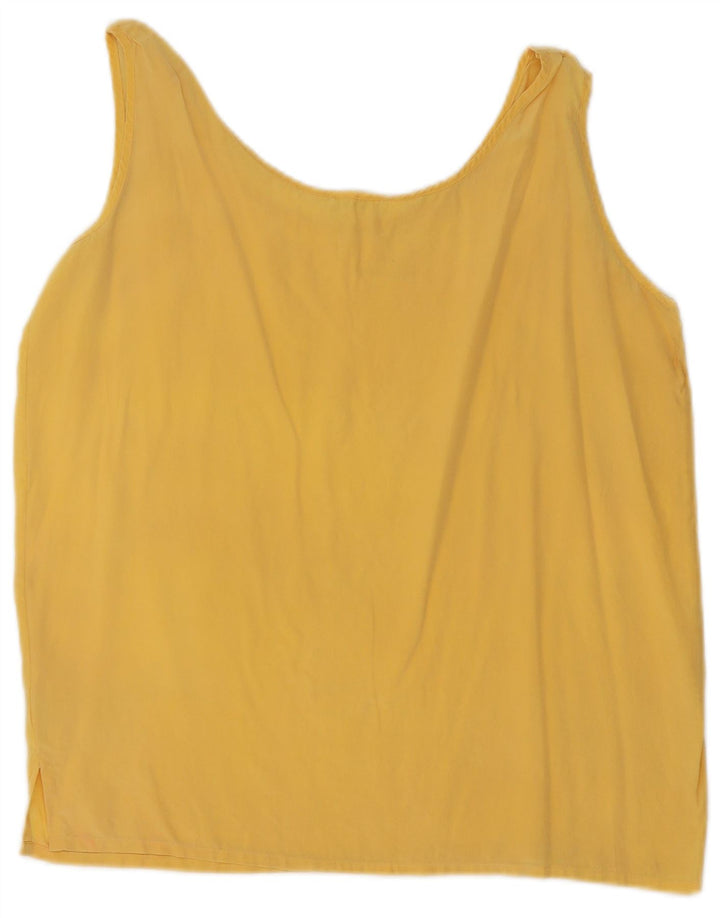 Vintage Womens Sleeveless Blouse Top UK 14 Medium Yellow Silk