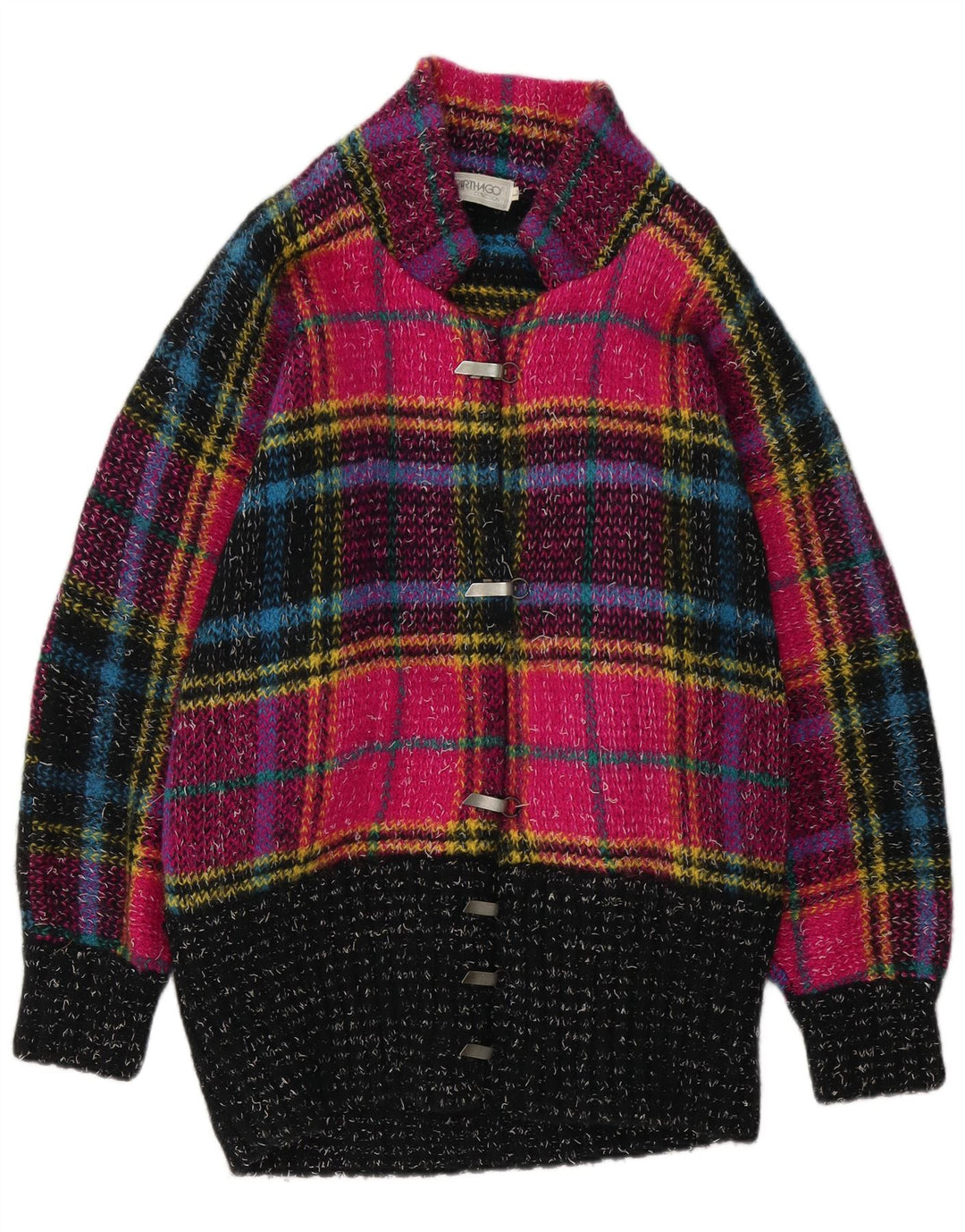 Carthago Womens Longline Cardigan Sweater UK 16 Large Multicoloured Plaid