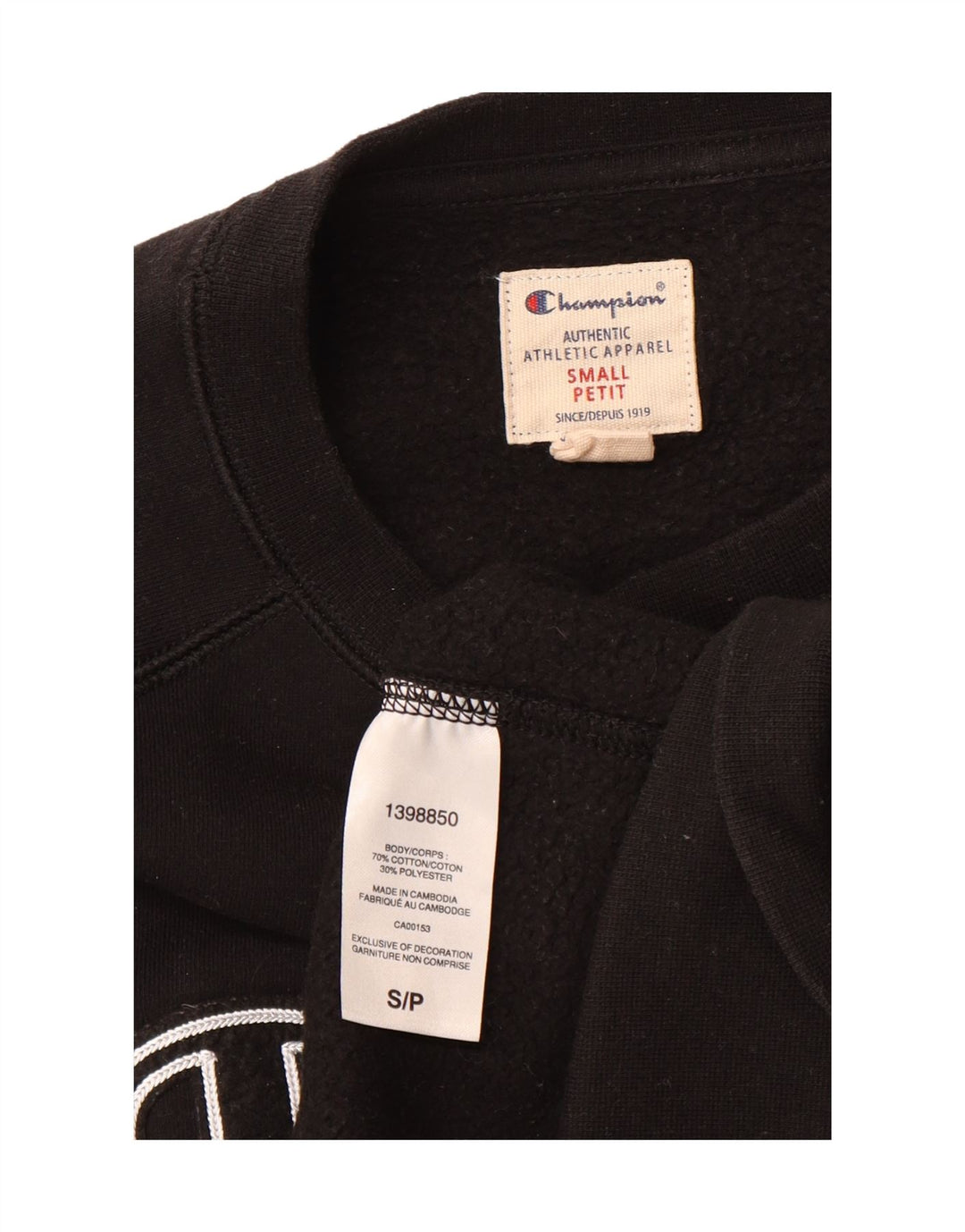 CHAMPION Mens Petit Graphic Sweatshirt Jumper Small Black Cotton
