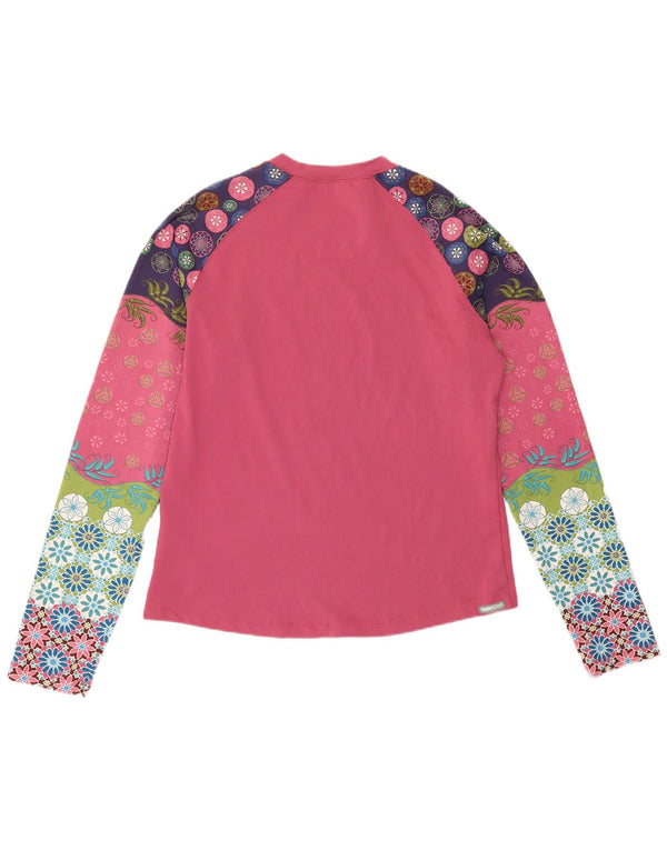 The North Face Womens Graphic Top Langarm UK 14 Large Pink Floral