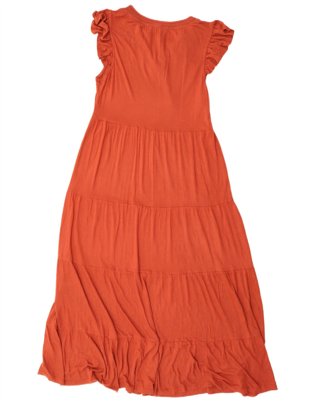 Fat Face Womens Ruffle Maxi Dress UK 14 Large Orange Viscose