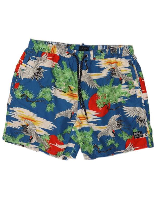 Pantaloncini da bagno regolari da uomo Superdry 2XL blu poliestere hawaiano