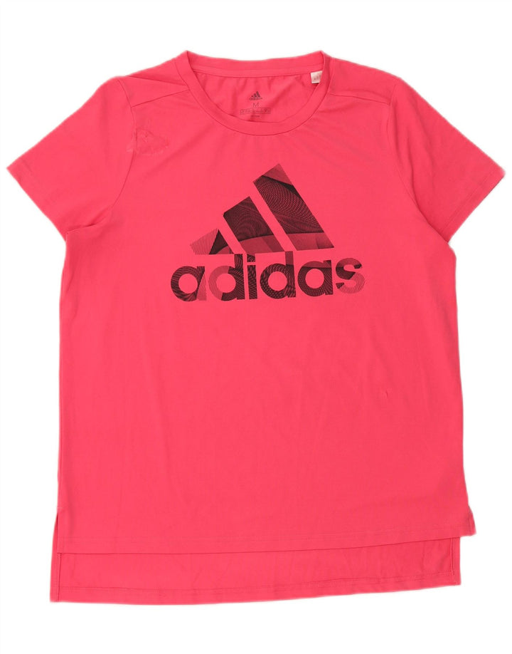 Adidas Womens Graphic T-Shirt Top UK 12/14 Medium Pink Polyester