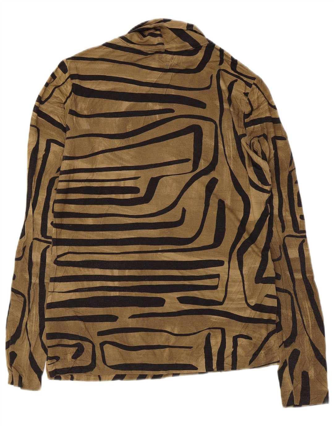 Jigsaw Womens Top Long Sleeve UK 10 Small Brown Geometric Viscose