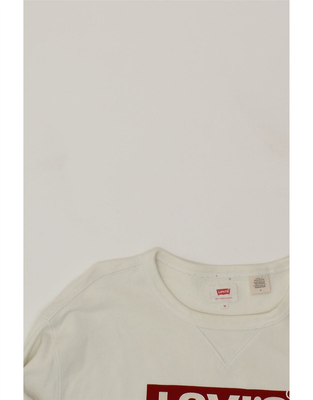 LEVI'S Mens Graphic Sweatshirt Jumper Medium Off White Cotton Vintage Levi's and Second-Hand Levi's from Messina Hembry 