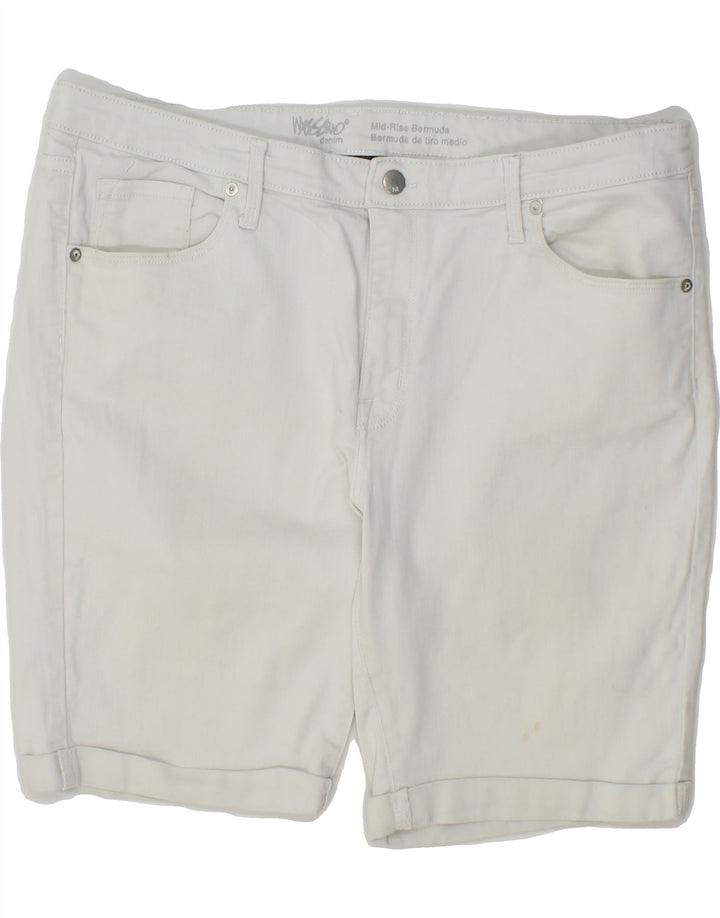 MOSSIMO Womens Mid Rise Bermuda Shorts US 18 2XL W38  White Cotton Vintage Mossimo and Second-Hand Mossimo from Messina Hembry 