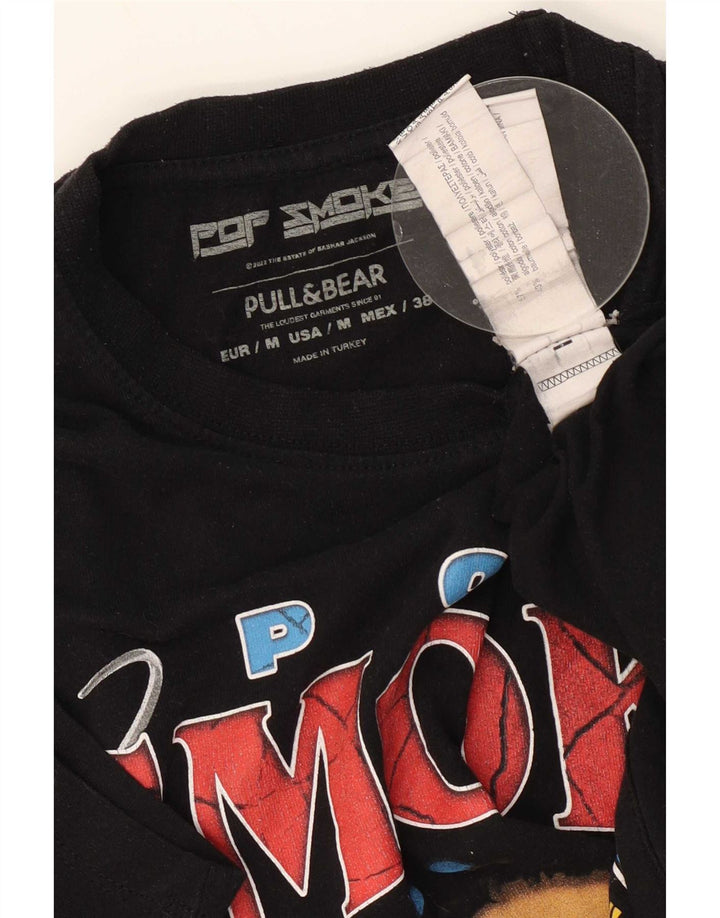 Pull & Bear T-shirt graphique pour homme Noir moyen Polyester