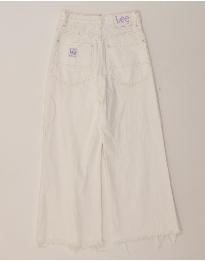 LEE Womens Loose Fit Cropped Jeans US 2 XS W26 L23 White Cotton Vintage Lee and Second-Hand Lee from Messina Hembry 