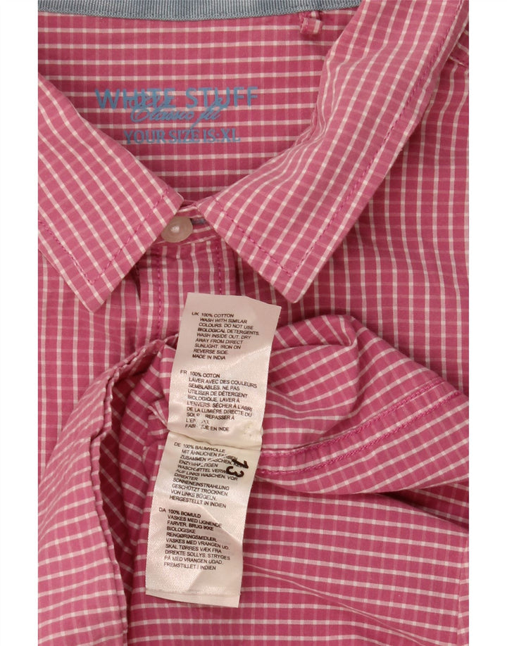 White Stuff Mens Shirt XL Pink Check Cotton