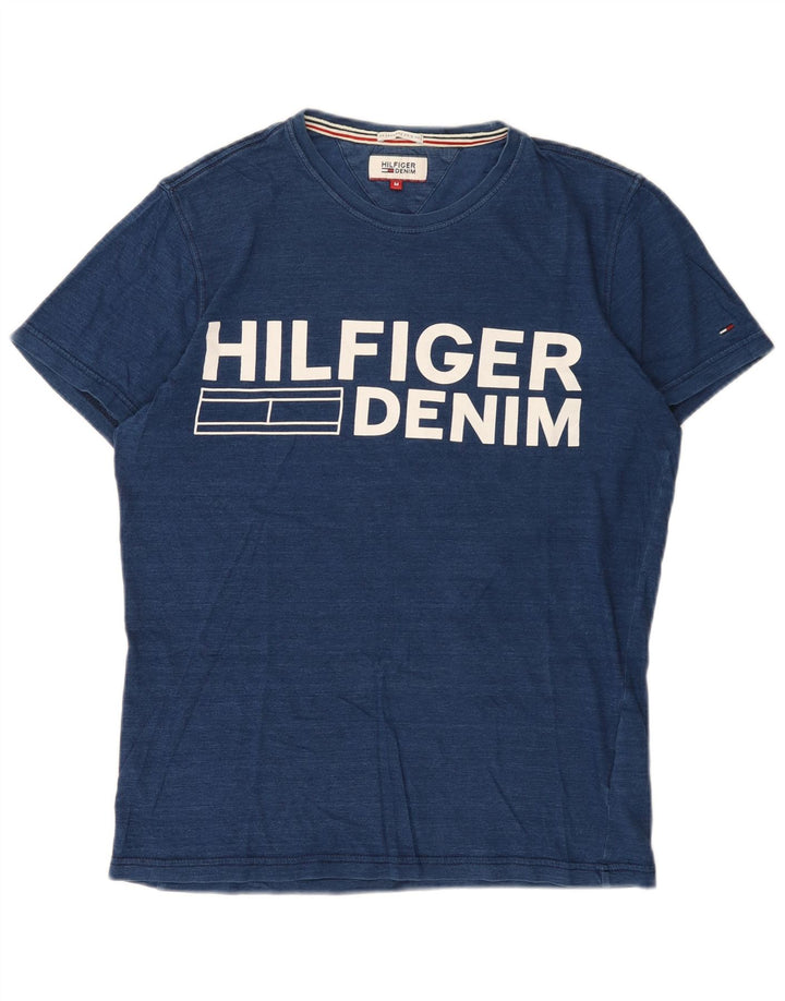 Tommy Hilfiger Mens Graphic T-Shirt Top Medium Navy Blue Cotton