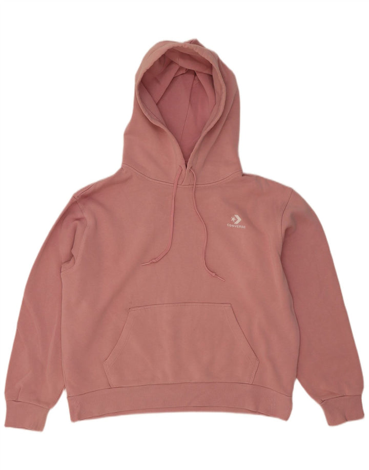 Maglione oversize con cappuccio da donna Converse UK 14 cotone rosa medio