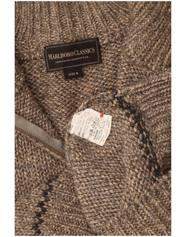 Marlboro Classics Mens Zip Neck Jumper Sweater Medium Grey Wool